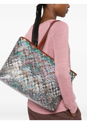 Missoni large zigzag handle tote bag - Blue