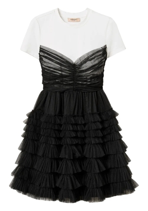 TWINSET T-shirt-detail tulle mini dress - Black