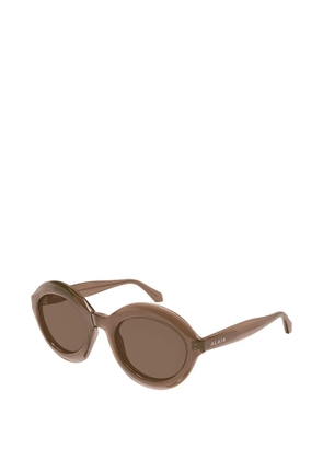azzedine alaïa oval-frame sunglasses - Brown