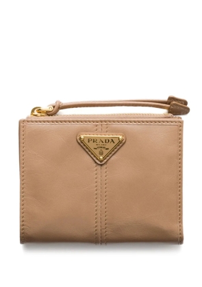 Prada small leather wallet - Neutrals