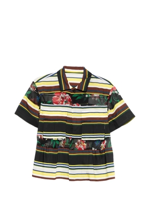 sacai striped floral-print blouse - Black