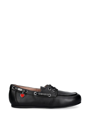Love Moschino heart appliqué lace up loafers - Black