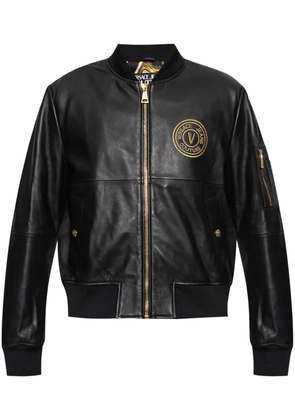 Versace Jeans Couture V-Emblem leather bomber jacket - Black