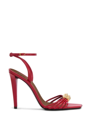 Giuseppe Zanotti Orchid square toe crystal brooch sandals - Red