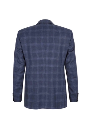 Canali check single-breasted blazer - Blue