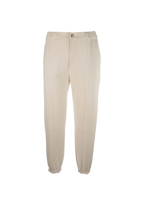 Kired button-fastening elasticated-hem trousers - White