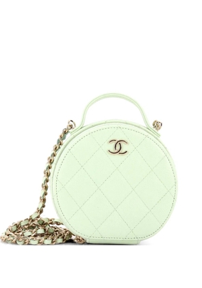 CHANEL Pre-Owned Handle with Care Round Vanity Case with Chain Quilted Caviar Small crossbody bag - Green