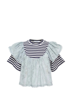 pushBUTTON striped lace top - Blue