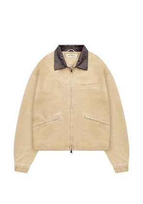 RETERNITY leather collar embroidered jacket - Neutrals