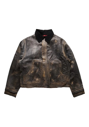 424 washed-effect leather jacket - Brown
