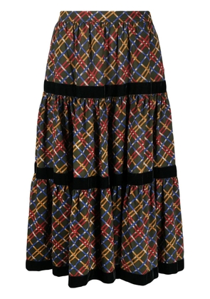 Saint Laurent Pre-Owned geometric pattern flared skirt - Green