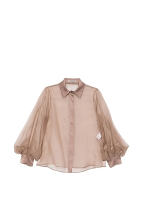 D.Exterior button balloon-sleeve shirt - Brown