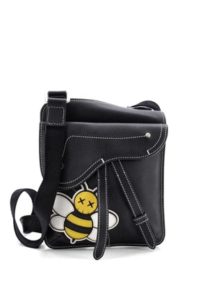 Christian Dior Pre-Owned KAWS Saddle Flat Messenger Bag Leather with Applique crossbody bag - Black