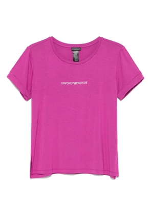Emporio Armani rhinestone-logo T-shirt - Pink
