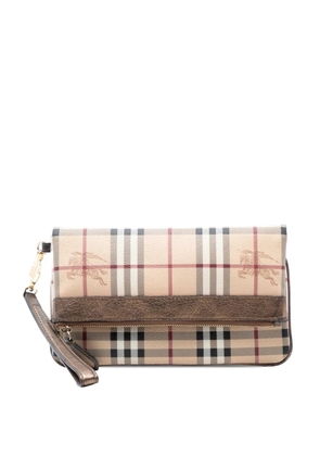 Burberry Pre-Owned 2000-2017 Haymarket Check Coated Canvas Adeline Fold Over Wristlet clutch bag - Neutrals
