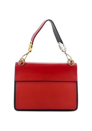 Fendi Pre-Owned Kan I F Leather with Zucca Embossed Detail Medium shoulder bag - Red