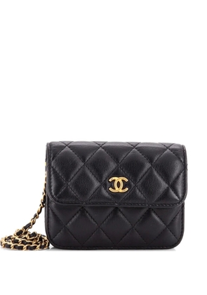CHANEL Pre-Owned Pearl Crush Flap Clutch with Chain Quilted Lambskin Mini crossbody bag - Black