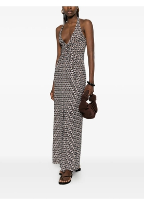 iu rita mennoia halter patterned dress - Black