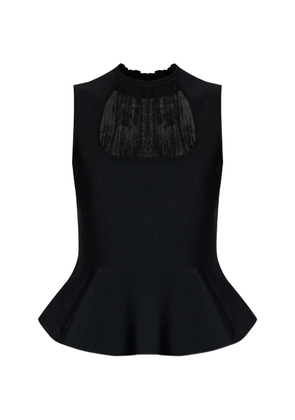 Alexander McQueen lace-detail peplum-hem blouse - Black