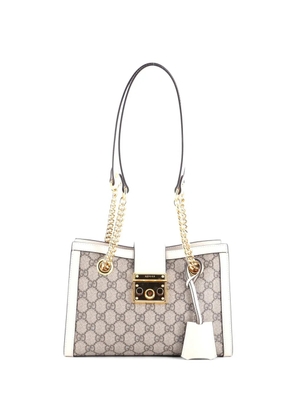 Gucci Pre-Owned Padlock Chain Tote GG Coated Canvas with Leather Small shoulder bag - Brown