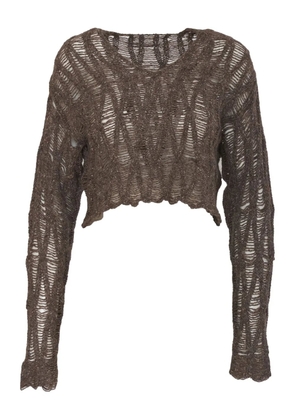 Krizia Pre-Owned v-neck wool sweater - Brown