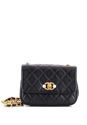 CHANEL Pre-Owned CC Pearl Section Chain Flap Bag Quilted Calfskin Mini crossbody bag - Black