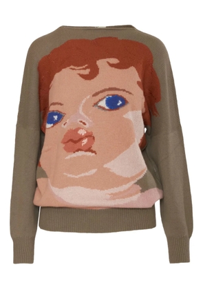 Krizia Pre-Owned Face sweater - Brown