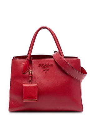 Prada Pre-Owned 2010-2026 Medium Saffiano Cuir Monochrome Top Handle Tote satchel - Red