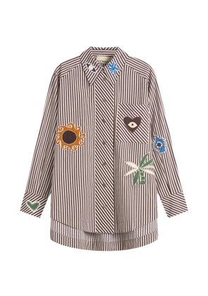 ALEMAIS Sirocco embroidered striped shirt - Brown