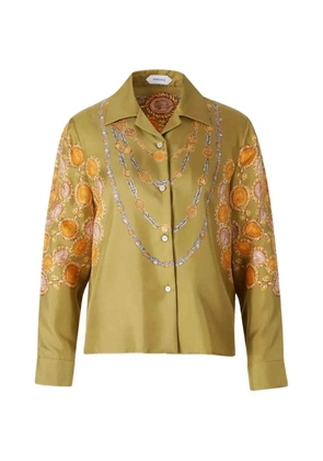 Versace printed cropped silk shirt - Green