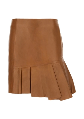 Iceberg pleated leather mini skirt - Brown