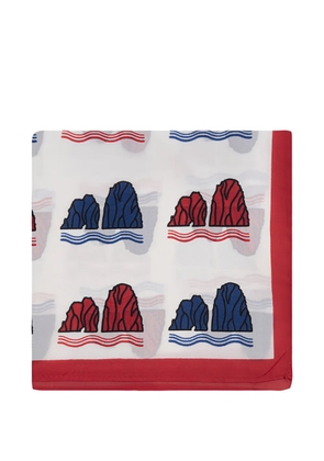 Ottotredici patterned border silk pocket square - White