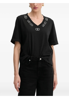 LIU JO V-neck embellished T-shirt - Black