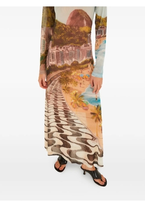 FARM Rio long-sleeve printed maxi dress - Neutrals