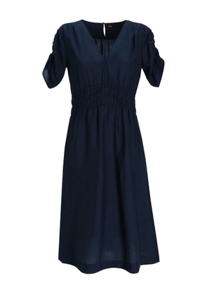 BOSS puff-sleeve midi dress - Blue