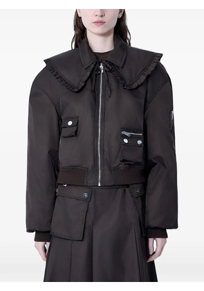 GANNI ruffled multiple pockets jacket - Brown