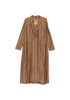 Uma Wang Camelot striped double-breasted coat - Brown