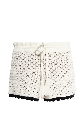 Akep contrast-edges knitted shorts - White