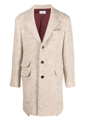 Brunello Cucinelli check-print single-breasted coat - Neutrals