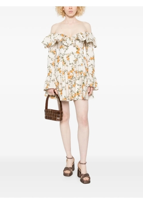 Agua By Agua Bendita ruffled floral-print mini dress - Neutrals