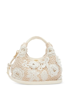 GANNI floral crochet tote bag - Neutrals