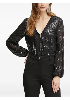 Bardot sequin-embellished long-sleeve top - Black