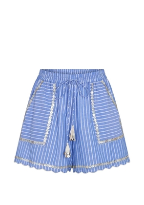 Carolina K Moni striped scallop-trim shorts - Blue
