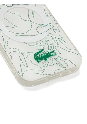 Lacoste crocodile-pattern iPhone 15 Pro Max case - White