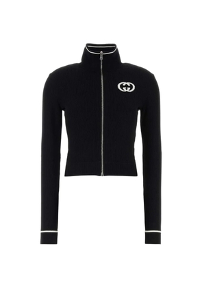 Gucci emblem zip cardigan - Black