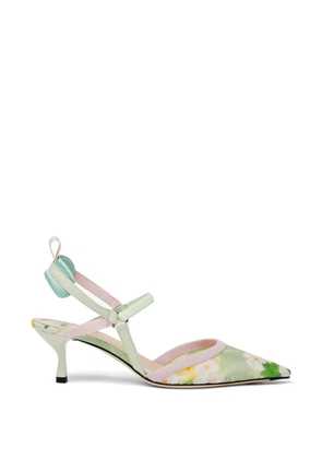 FENDI Colibrì Lite floral-pattern strappy pumps - Green