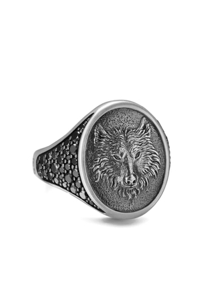 David Yurman sterling silver Petrvs Wolf diamond signet ring (21.5mm)