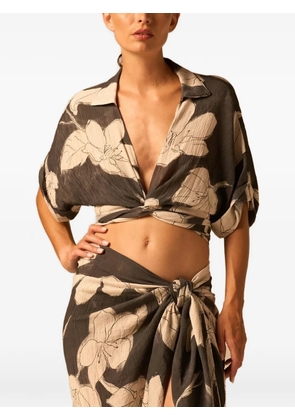 JBQ floral tie top - Grey