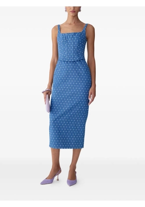 Carolina Herrera polka-dot corseted pencil dress - Blue