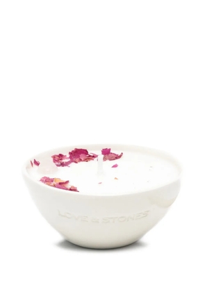 LOVE&STONES Forever floral-detail candle - White